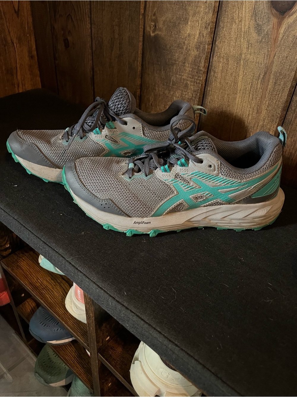 ASICS Women's Gray and Teal Trail Running Shoes